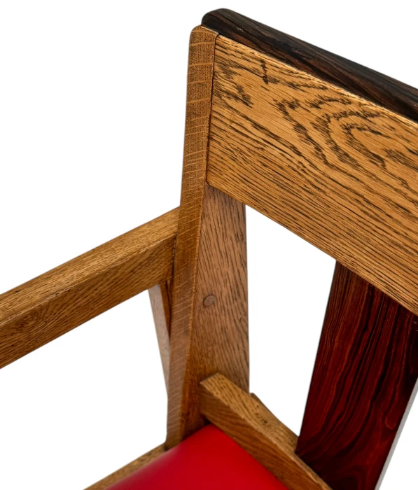 Art Deco Modernist Armchair with Red Leather Seat, 1920s